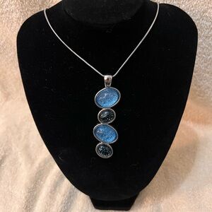 Lia Sophia Silver Necklace with Blue and Black Details
